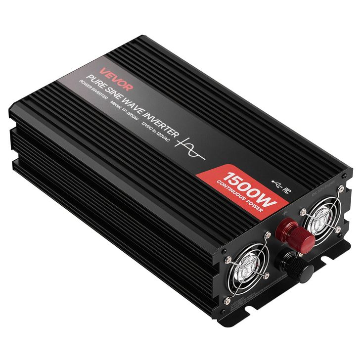vevor 1500w power inverter 12v dc to 120v ac pure sine wave inverter car charger converter with remote control usb & type c ports 4 ac outlets fast charging for rv truck outdoor camping